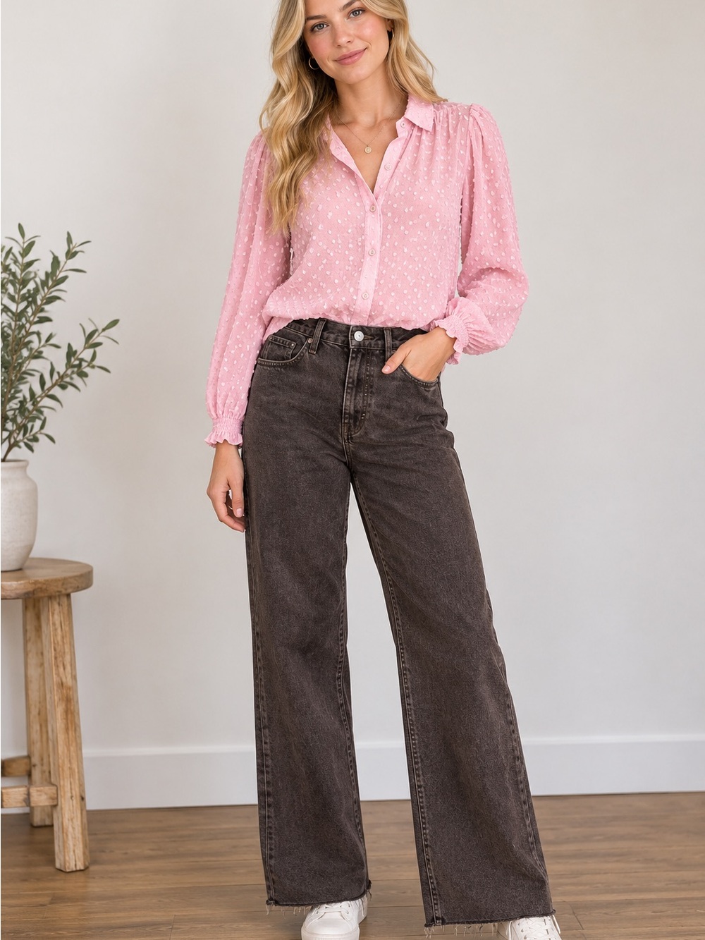 Re/Done Brown Wide-Leg Jeans